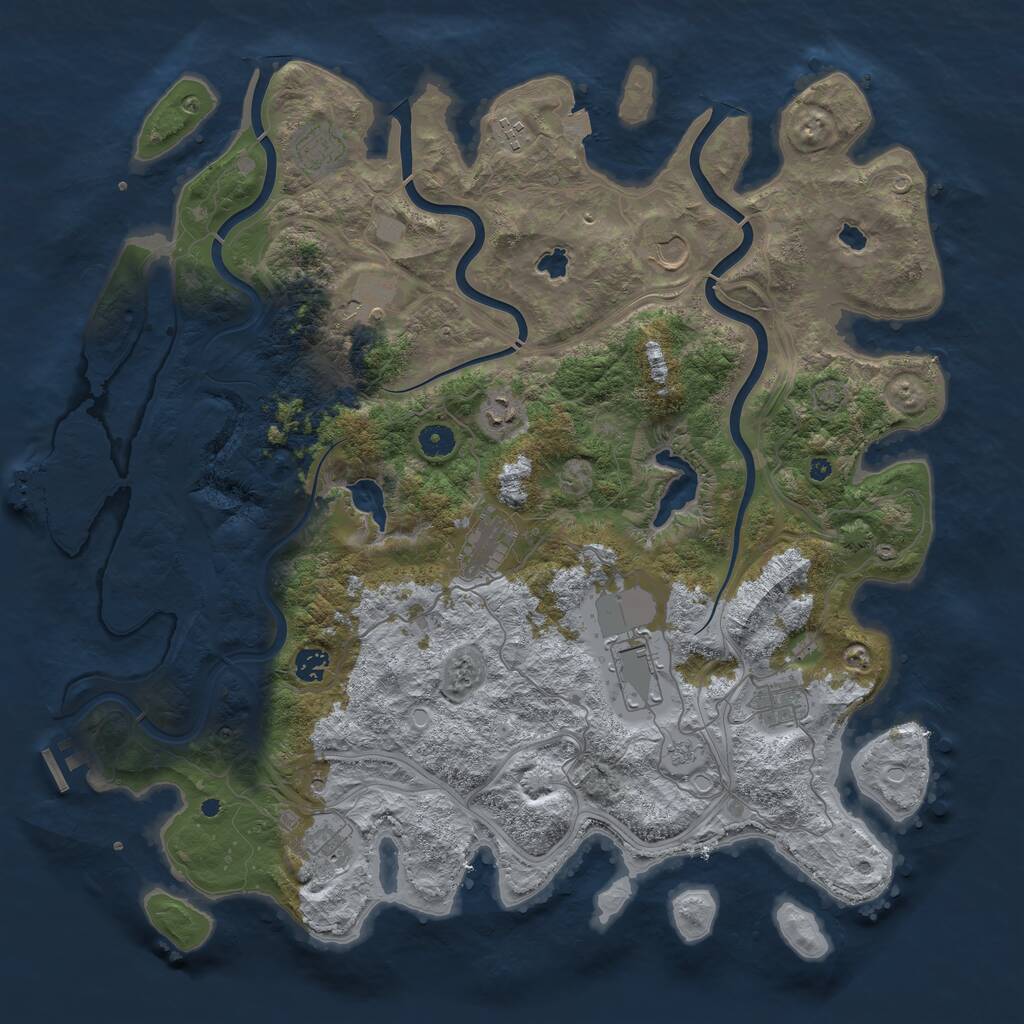 Rust Map: Procedural Map, Size: 4500, Seed: 9876413, 16 Monuments