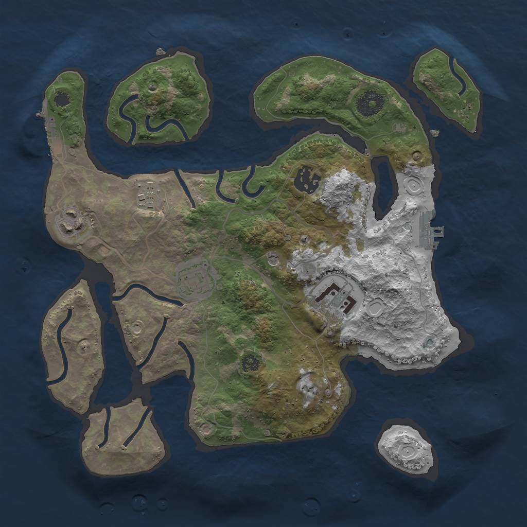 Rust Map: Procedural Map, Size: 3000, Seed: 565655, 13 Monuments