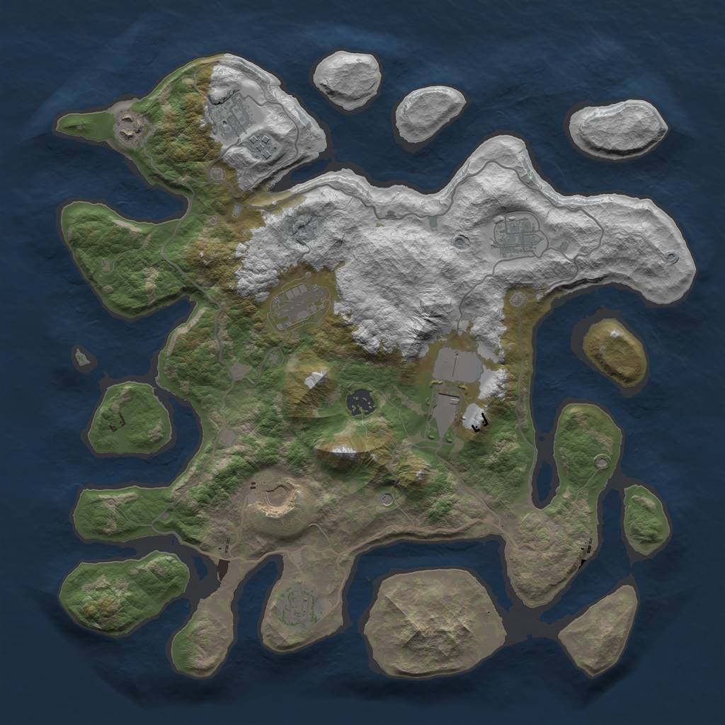 Rust Map: Barren, Size: 4000, Seed: 5374, 12 Monuments