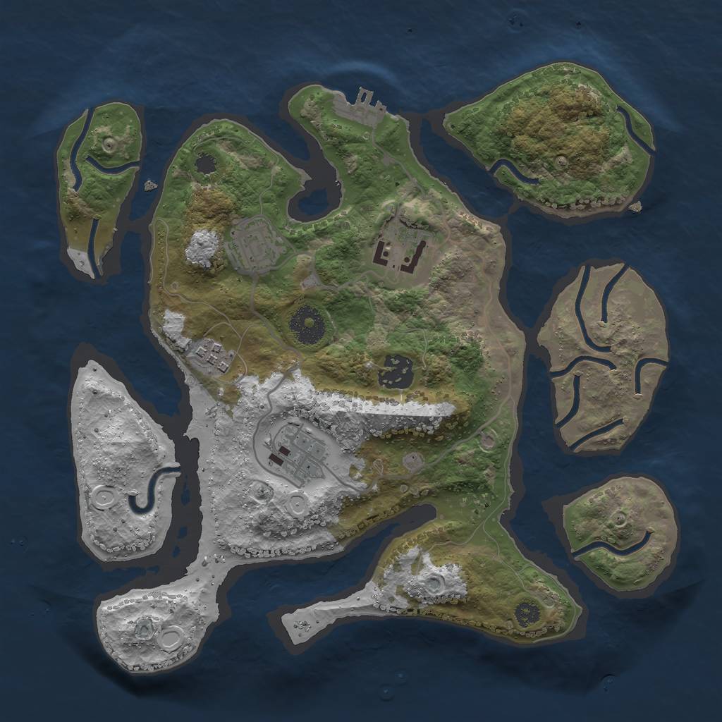 Rust Map: Procedural Map, Size: 3000, Seed: 833262, 11 Monuments