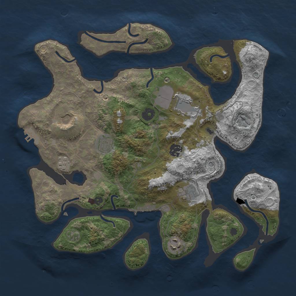 Rust Map: Procedural Map, Size: 3500, Seed: 2525, 15 Monuments