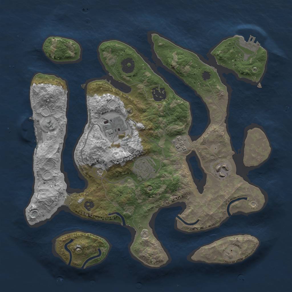 Rust Map: Procedural Map, Size: 3000, Seed: 291630, 13 Monuments