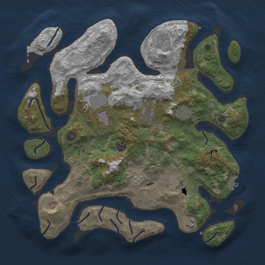 Rust Map: Procedural Map, Size: 4000, Seed: 91287834, 16 Monuments