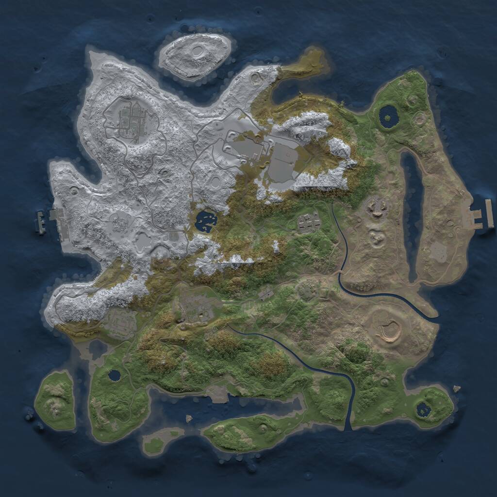 Rust Map: Procedural Map, Size: 3500, Seed: 2073, 13 Monuments