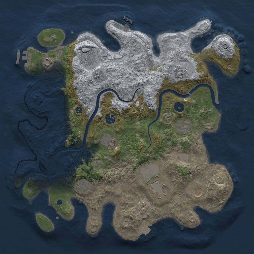 Rust Map: Procedural Map, Size: 3750, Seed: 999999999, 16 Monuments