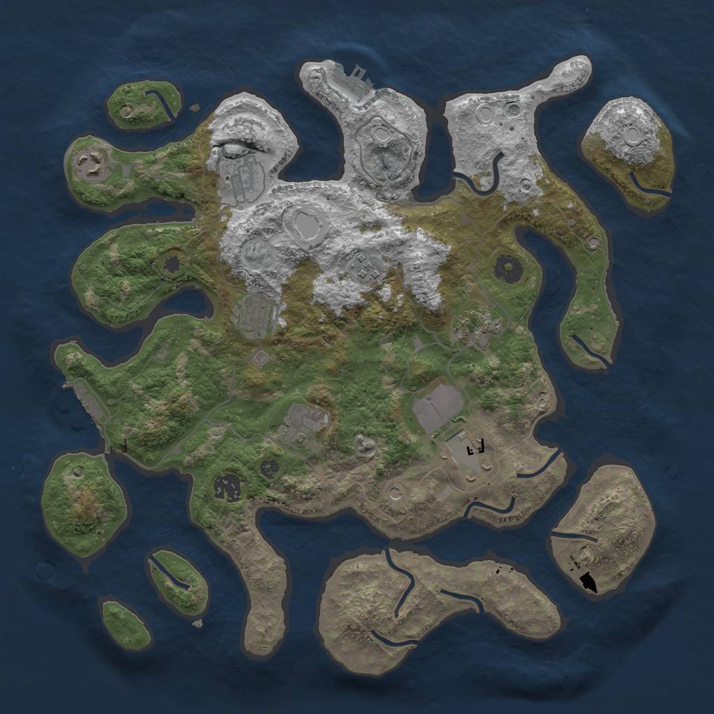 Rust Map: Procedural Map, Size: 3750, Seed: 999999999, 16 Monuments