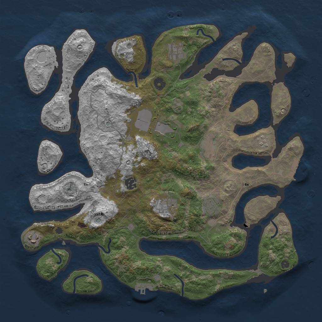 Rust Map: Procedural Map, Size: 4000, Seed: 749811694, 16 Monuments
