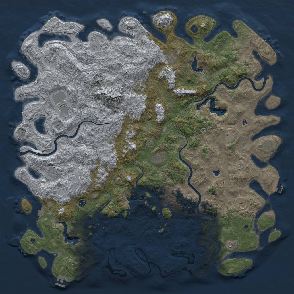 Rust Map: Procedural Map, Size: 6000, Seed: 17416972, 17 Monuments