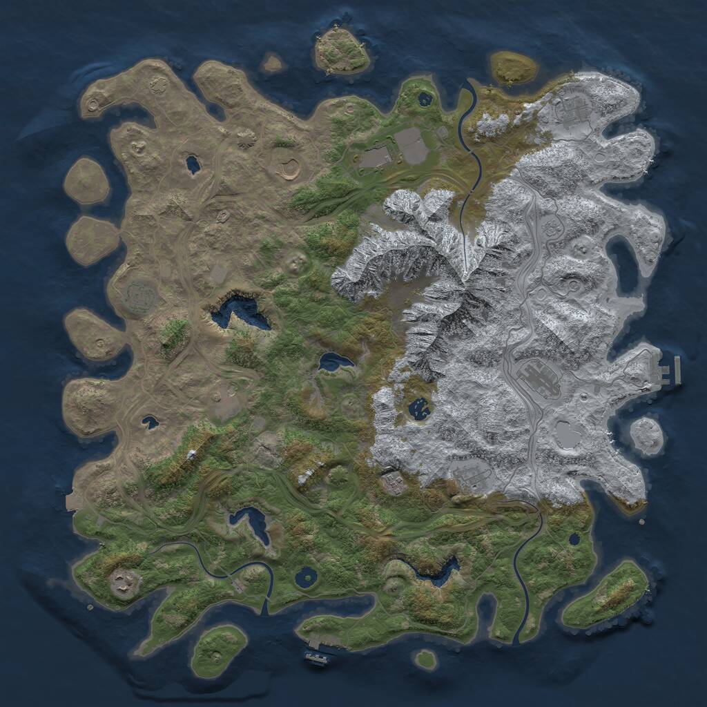 Rust Map: Procedural Map, Size: 5000, Seed: 53973, 16 Monuments