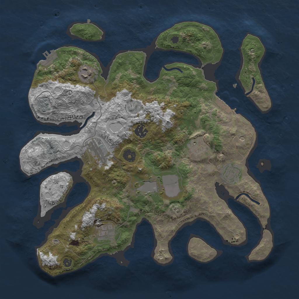 Rust Map: Procedural Map, Size: 3500, Seed: 3423423, 16 Monuments