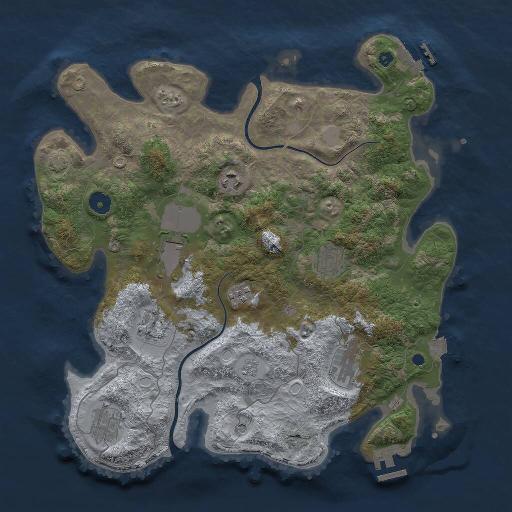 Rust Map: Procedural Map, Size: 3500, Seed: 395694507, 13 Monuments