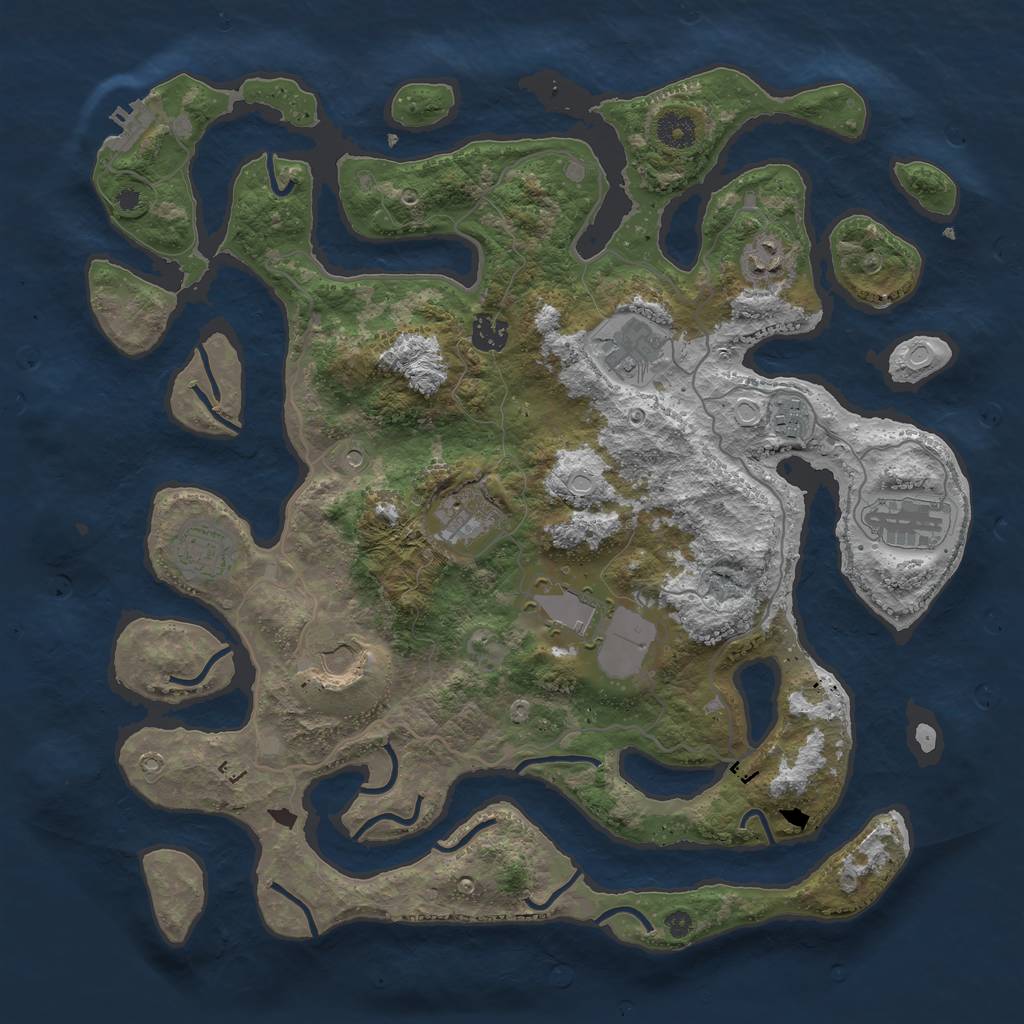 Rust Map: Procedural Map, Size: 4000, Seed: 5301975, 16 Monuments