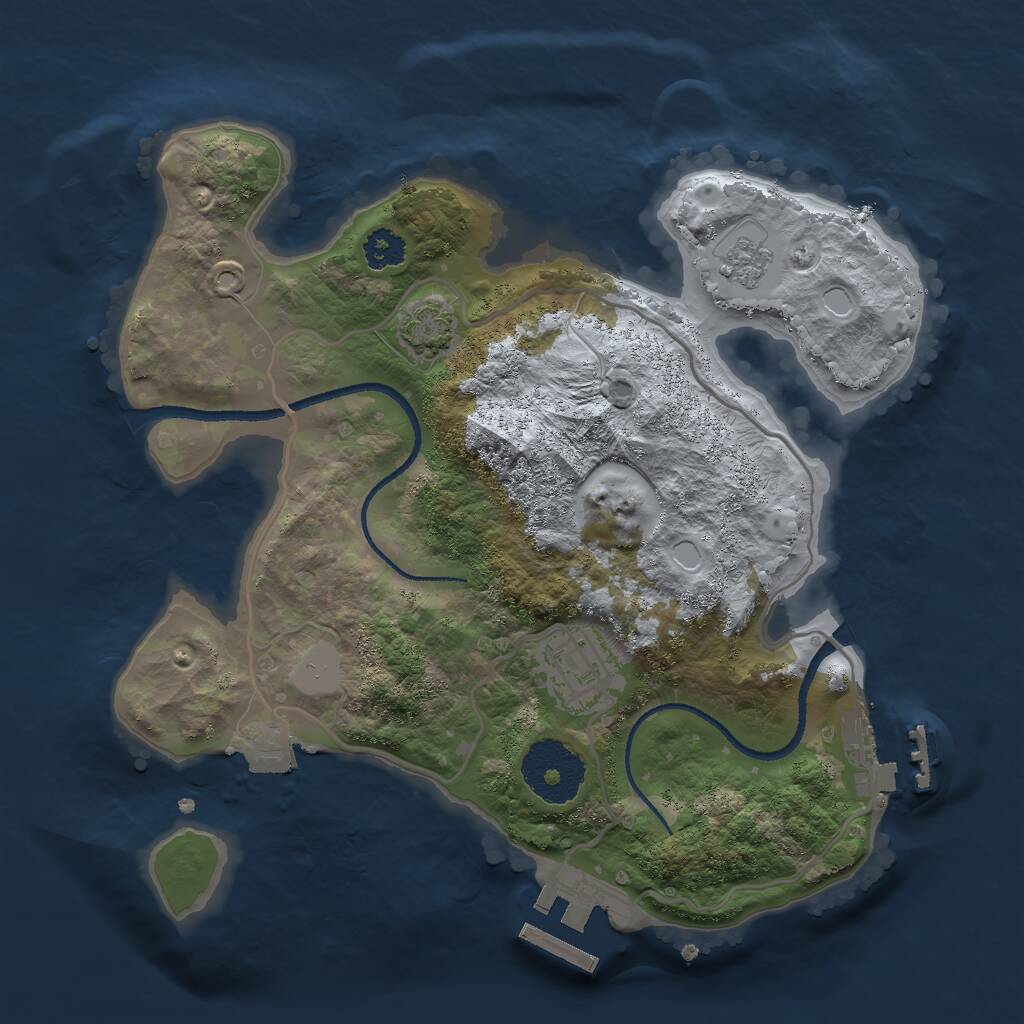Rust Map: Procedural Map, Size: 2500, Seed: 1021921, 6 Monuments
