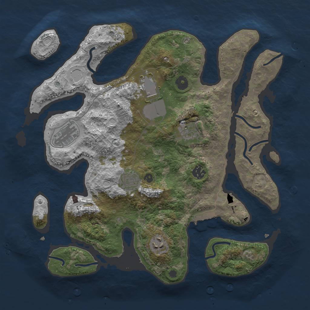 Rust Map: Procedural Map, Size: 3550, Seed: 19643, 12 Monuments