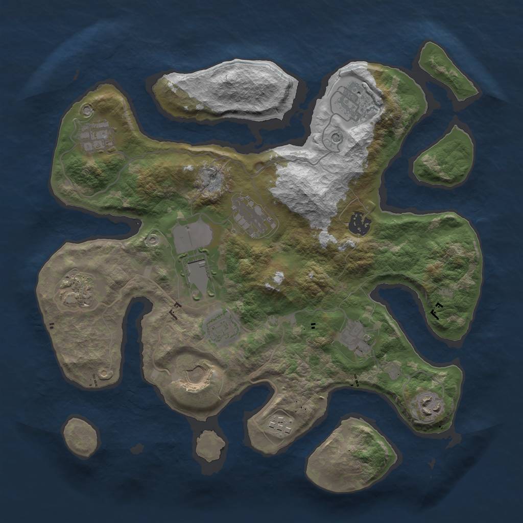 Rust Map: Barren, Size: 3500, Seed: 1423960750, 14 Monuments