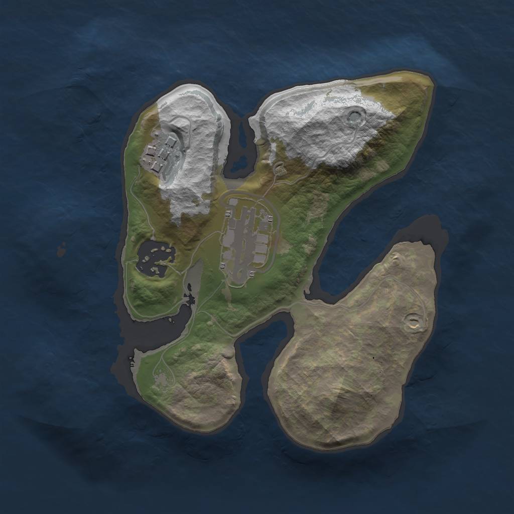 Rust Map: Barren, Size: 2000, Seed: 15542, 5 Monuments