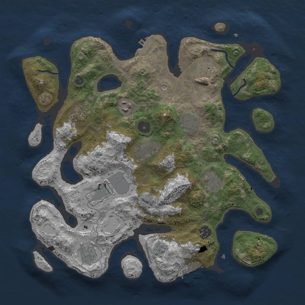 Rust Map: Procedural Map, Size: 3700, Seed: 504626890, 18 Monuments