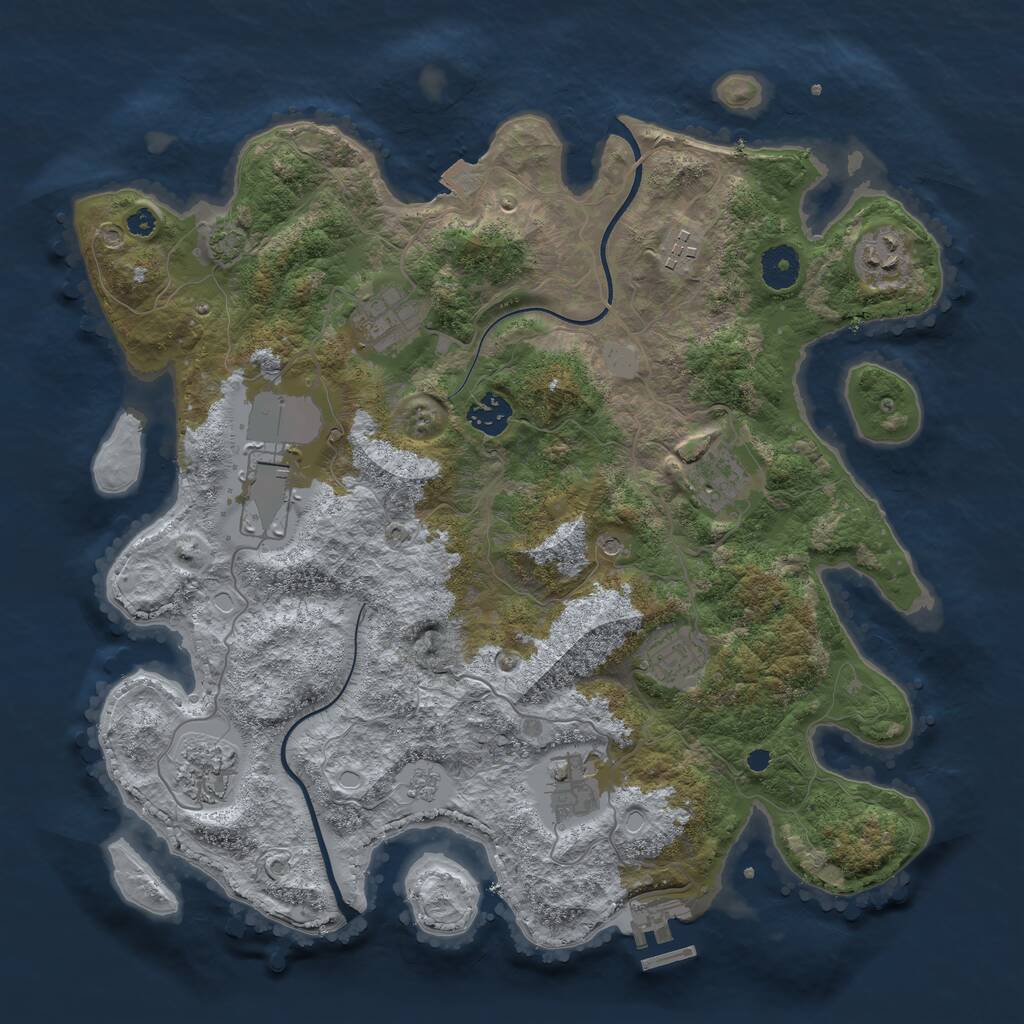Rust Map: Procedural Map, Size: 3700, Seed: 504626890, 14 Monuments