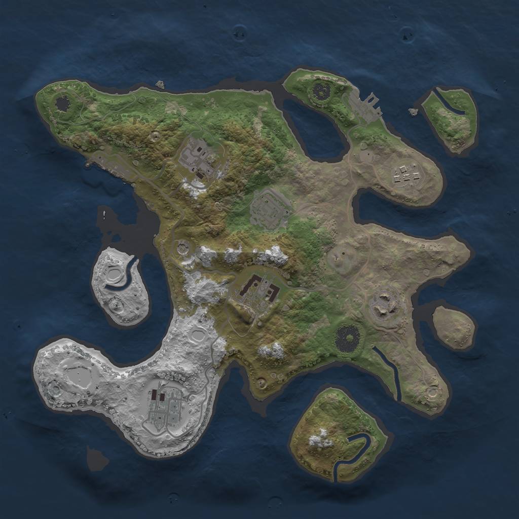 Rust Map: Procedural Map, Size: 3000, Seed: 2134749252, 14 Monuments