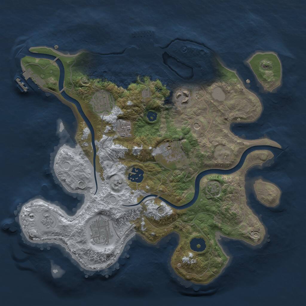 Rust Map: Procedural Map, Size: 3000, Seed: 2134749252, 12 Monuments
