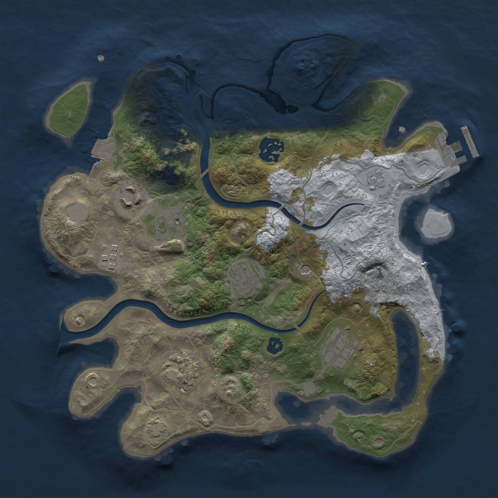 Rust Map: Procedural Map, Size: 3000, Seed: 1516967751, 12 Monuments