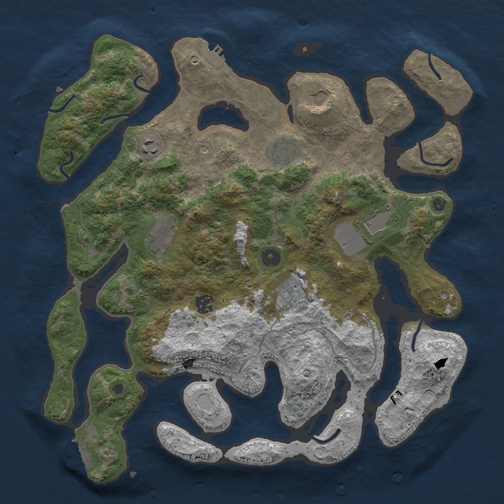 Rust Map: Procedural Map, Size: 4000, Seed: 2020974682, 16 Monuments