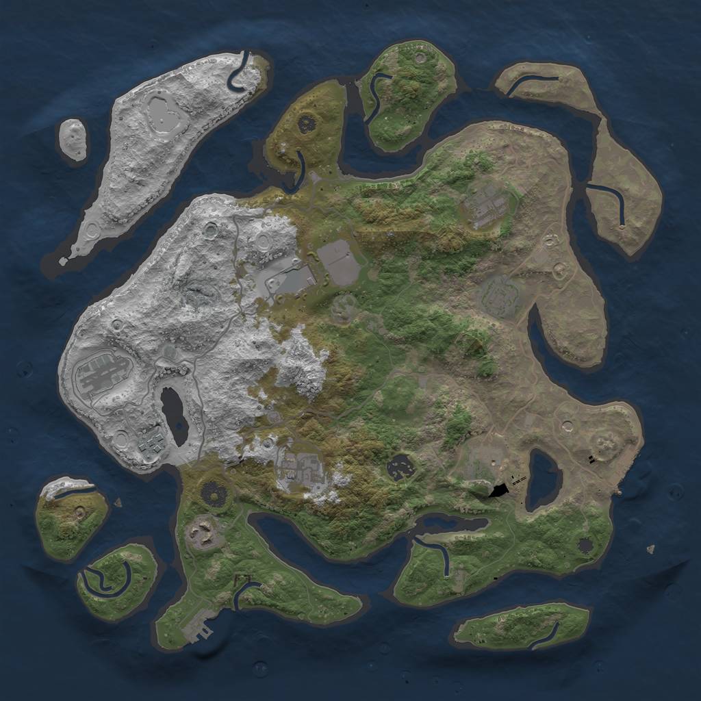 Rust Map: Procedural Map, Size: 4000, Seed: 6745415, 17 Monuments