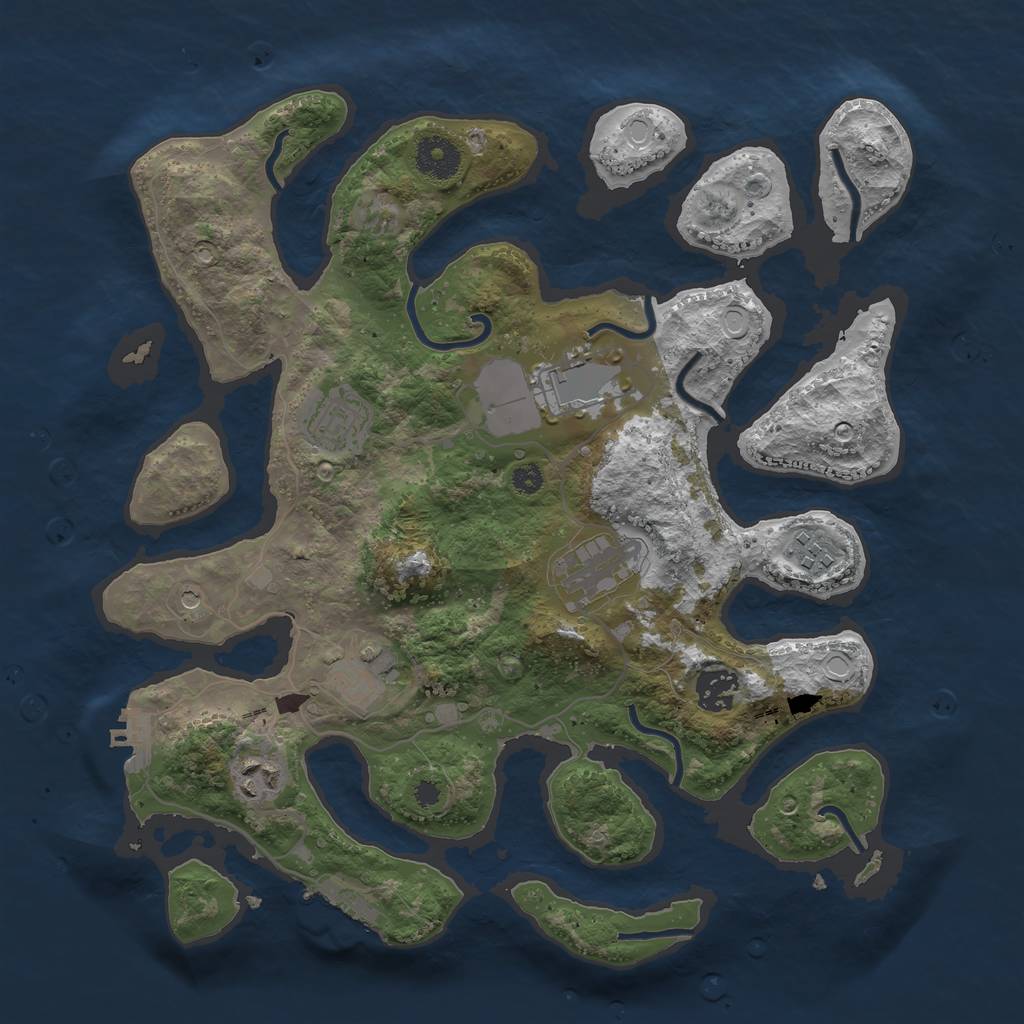 Rust Map: Procedural Map, Size: 3500, Seed: 1027012276, 15 Monuments