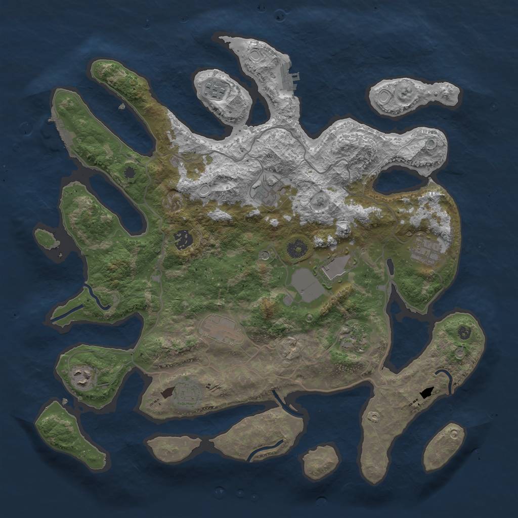 Rust Map: Procedural Map, Size: 4000, Seed: 36335, 17 Monuments