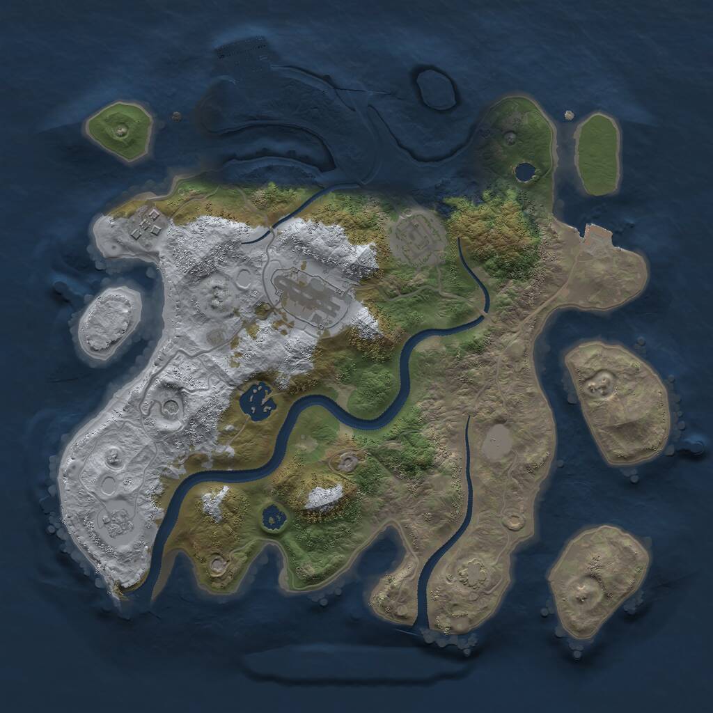 Rust Map: Procedural Map, Size: 3000, Seed: 691788254, 9 Monuments