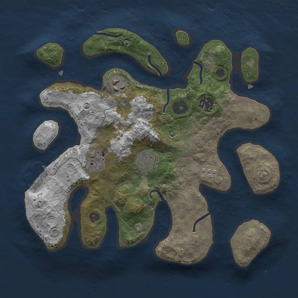 Rust Map: Procedural Map, Size: 3000, Seed: 691788254, 12 Monuments