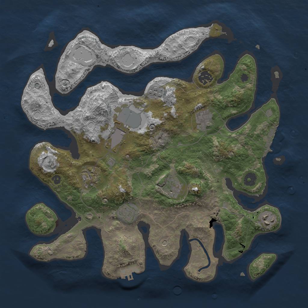 Rust Map: Procedural Map, Size: 3500, Seed: 412453042, 16 Monuments
