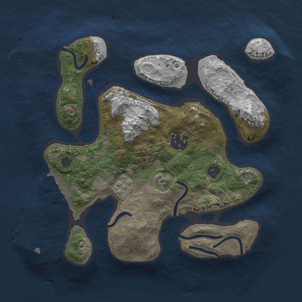 Rust Map: Procedural Map, Size: 2500, Seed: 1308492, 8 Monuments