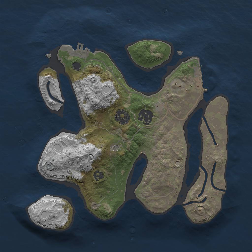 Rust Map: Procedural Map, Size: 2500, Seed: 39622, 9 Monuments
