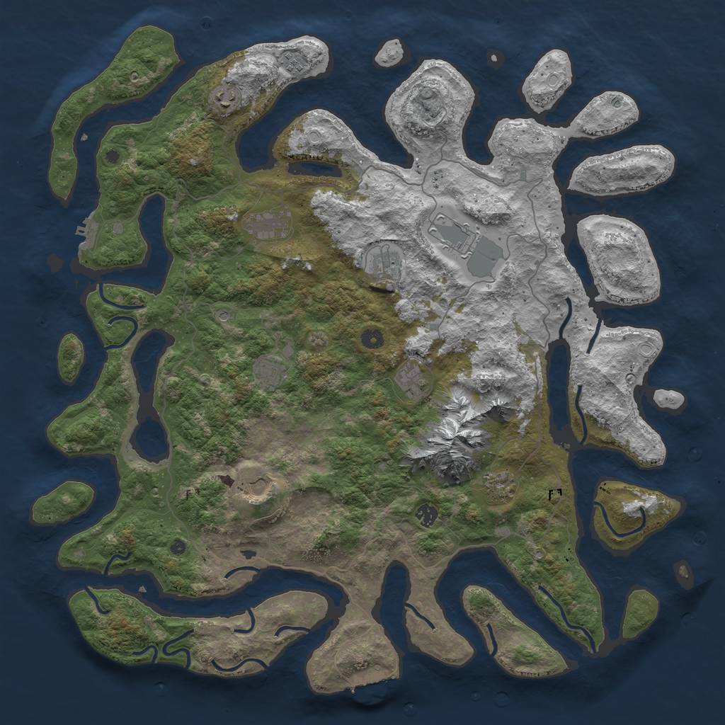 Rust Map: Procedural Map, Size: 5000, Seed: 2501, 18 Monuments