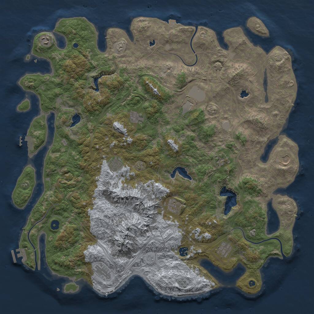 Rust Map: Procedural Map, Size: 5000, Seed: 2081308639, 17 Monuments
