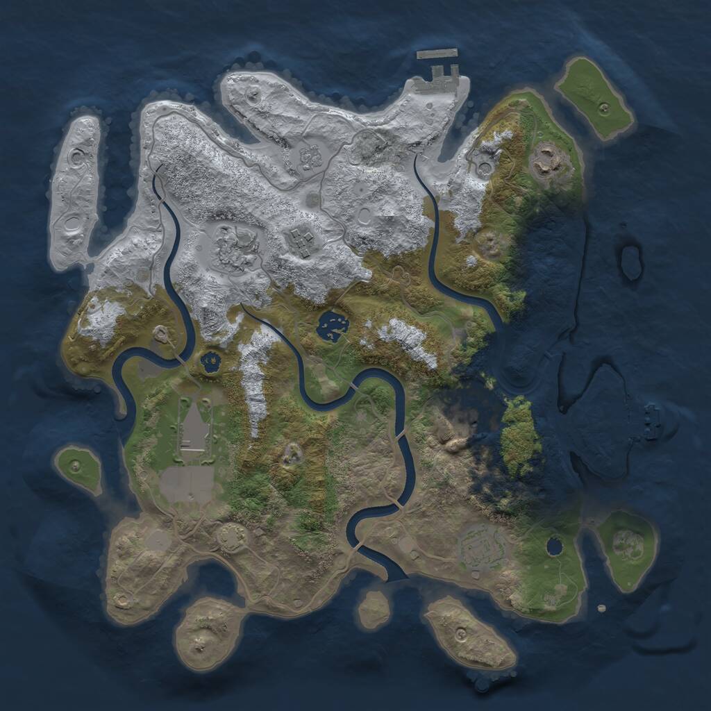 Rust Map: Procedural Map, Size: 3500, Seed: 26734267, 13 Monuments