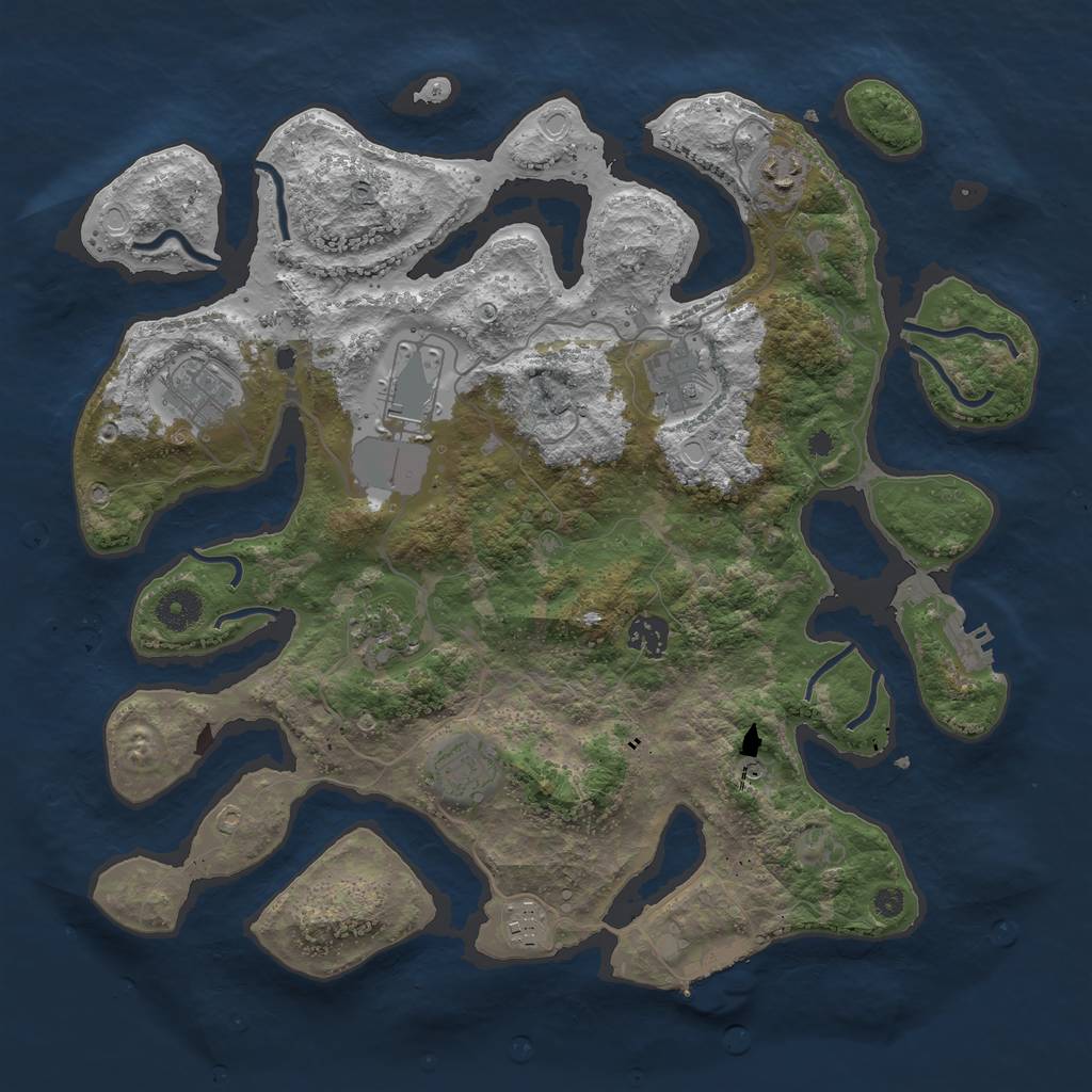 Rust Map: Procedural Map, Size: 3800, Seed: 2104943530, 16 Monuments