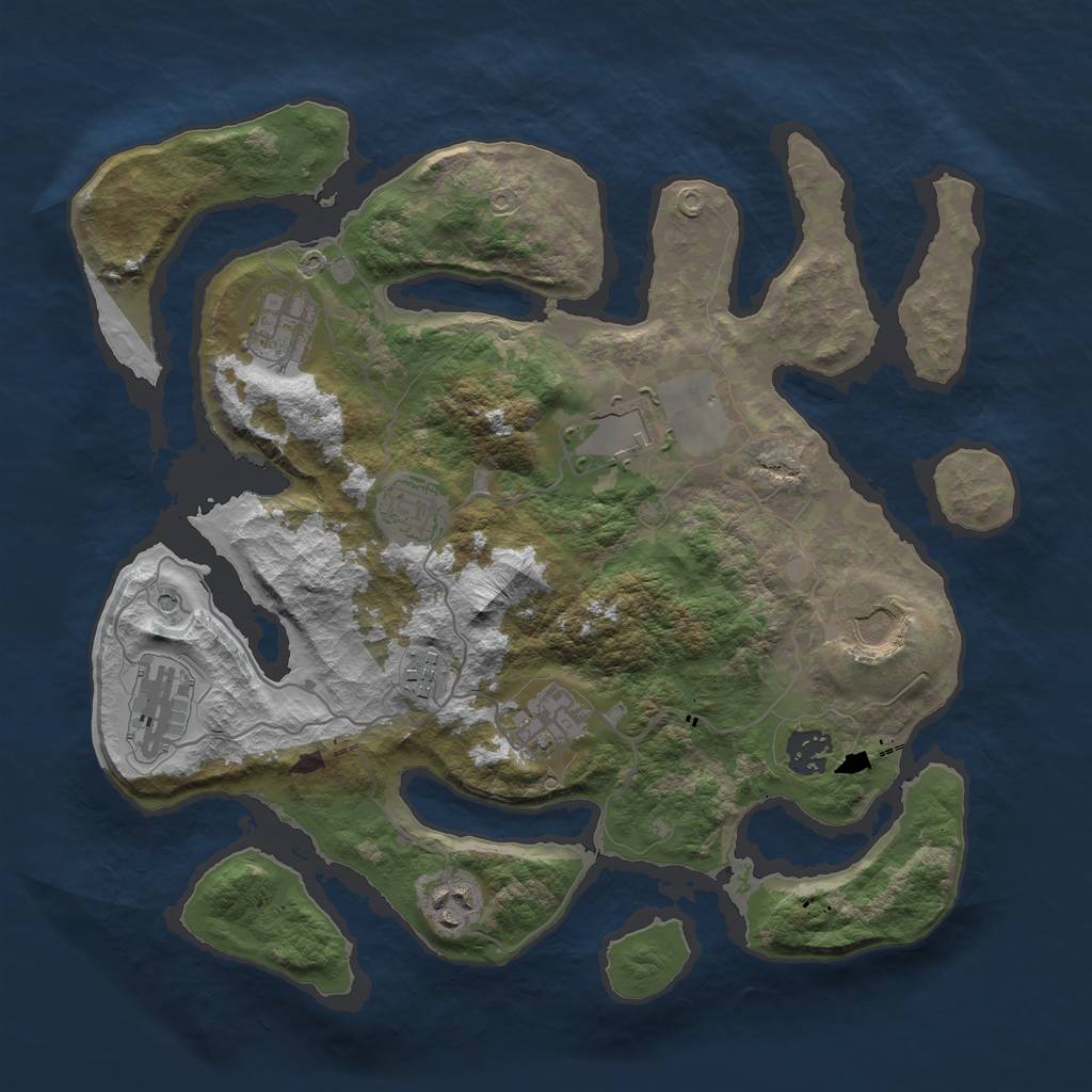 Rust Map: Barren, Size: 3500, Seed: 145360133, 12 Monuments