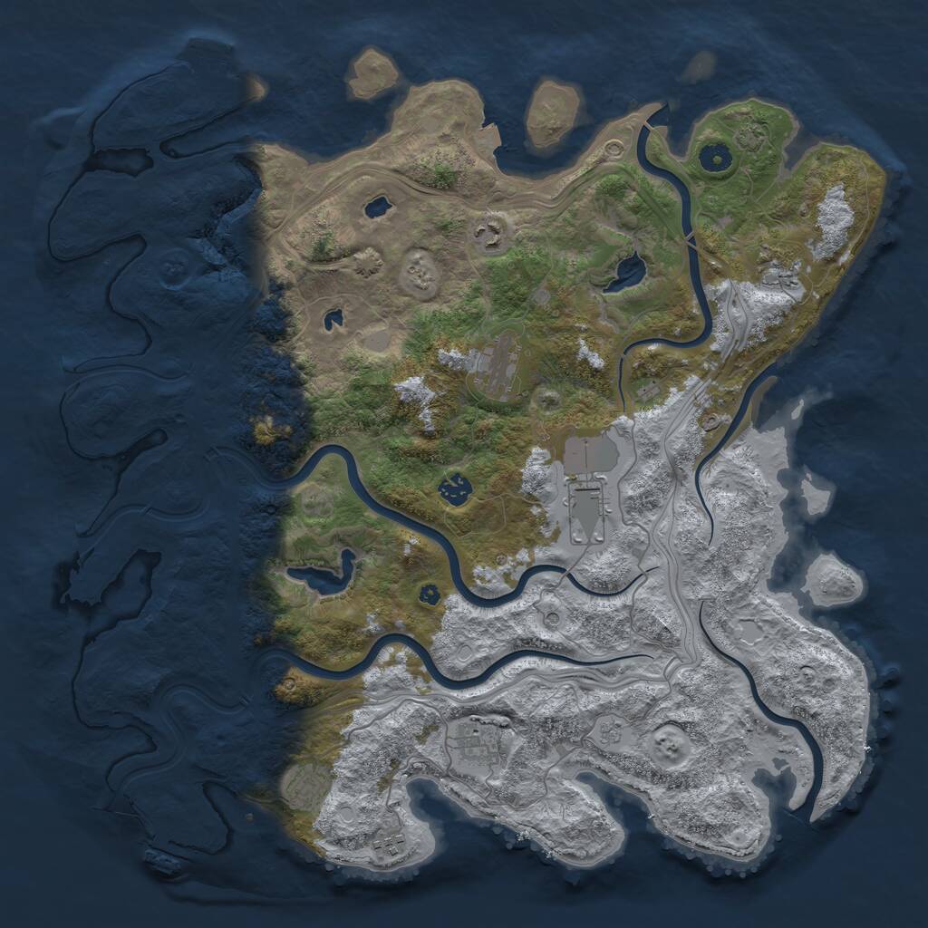 Rust Map: Procedural Map, Size: 4500, Seed: 2096171205, 14 Monuments