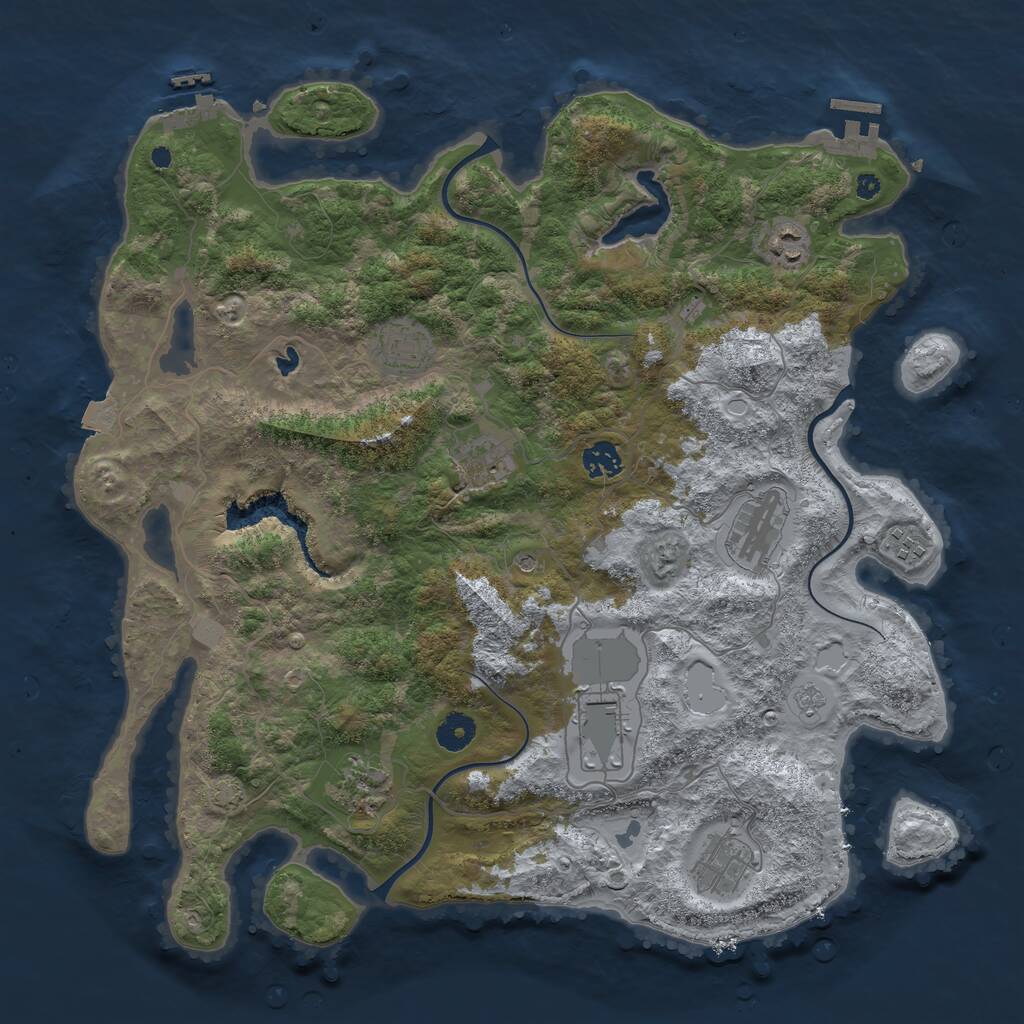 Rust Map: Procedural Map, Size: 4050, Seed: 1536019694, 15 Monuments