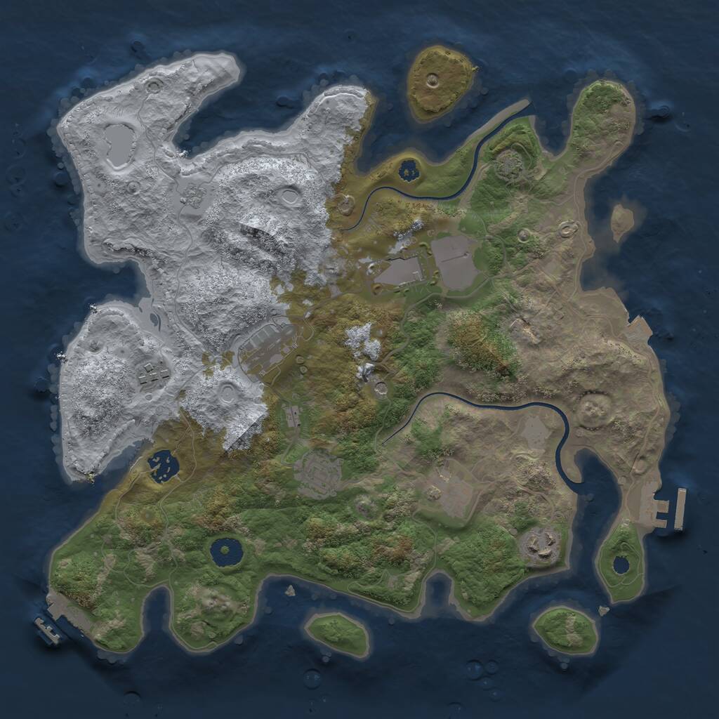 Rust Map: Procedural Map, Size: 3500, Seed: 113231254, 13 Monuments