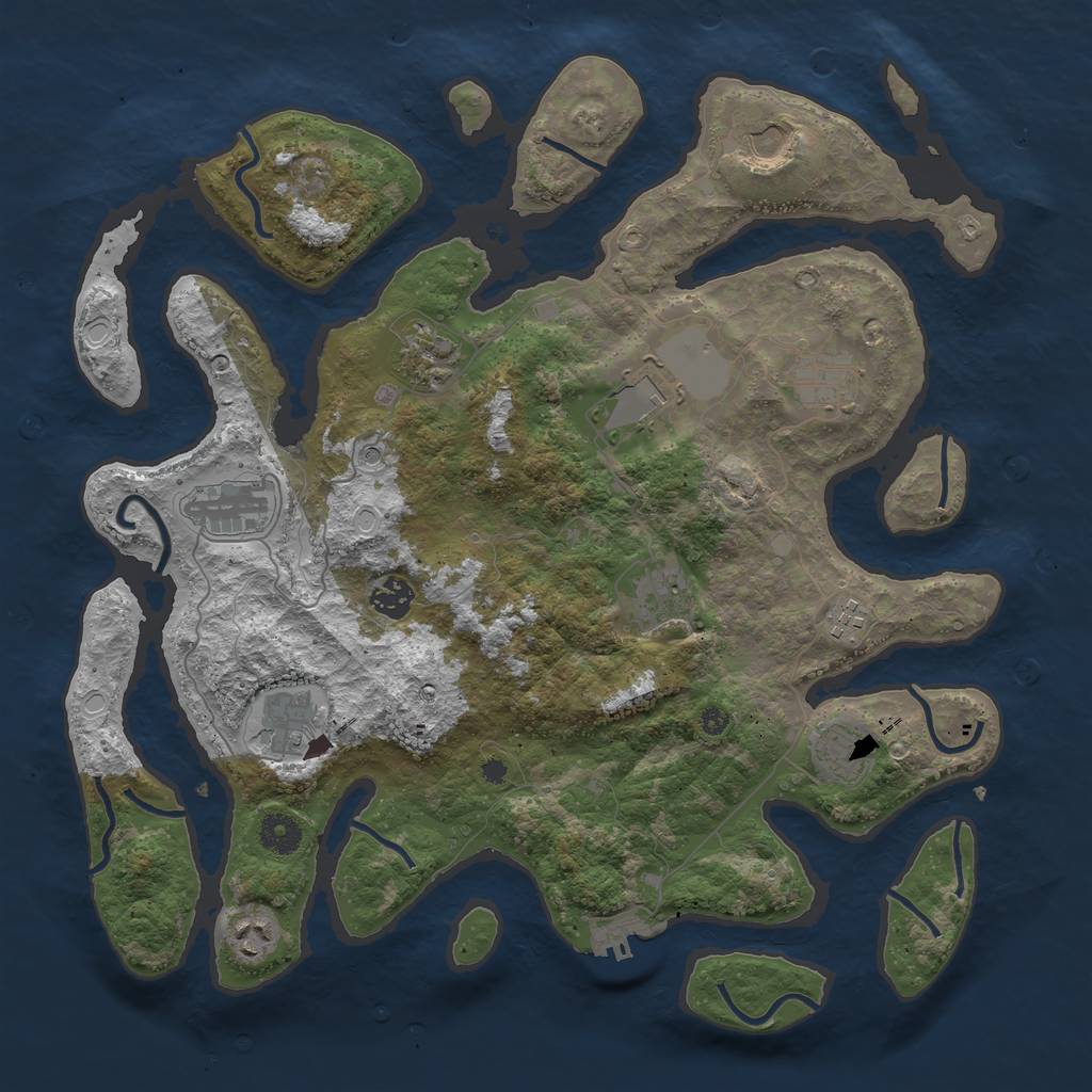 Rust Map: Procedural Map, Size: 3950, Seed: 2029982418, 18 Monuments