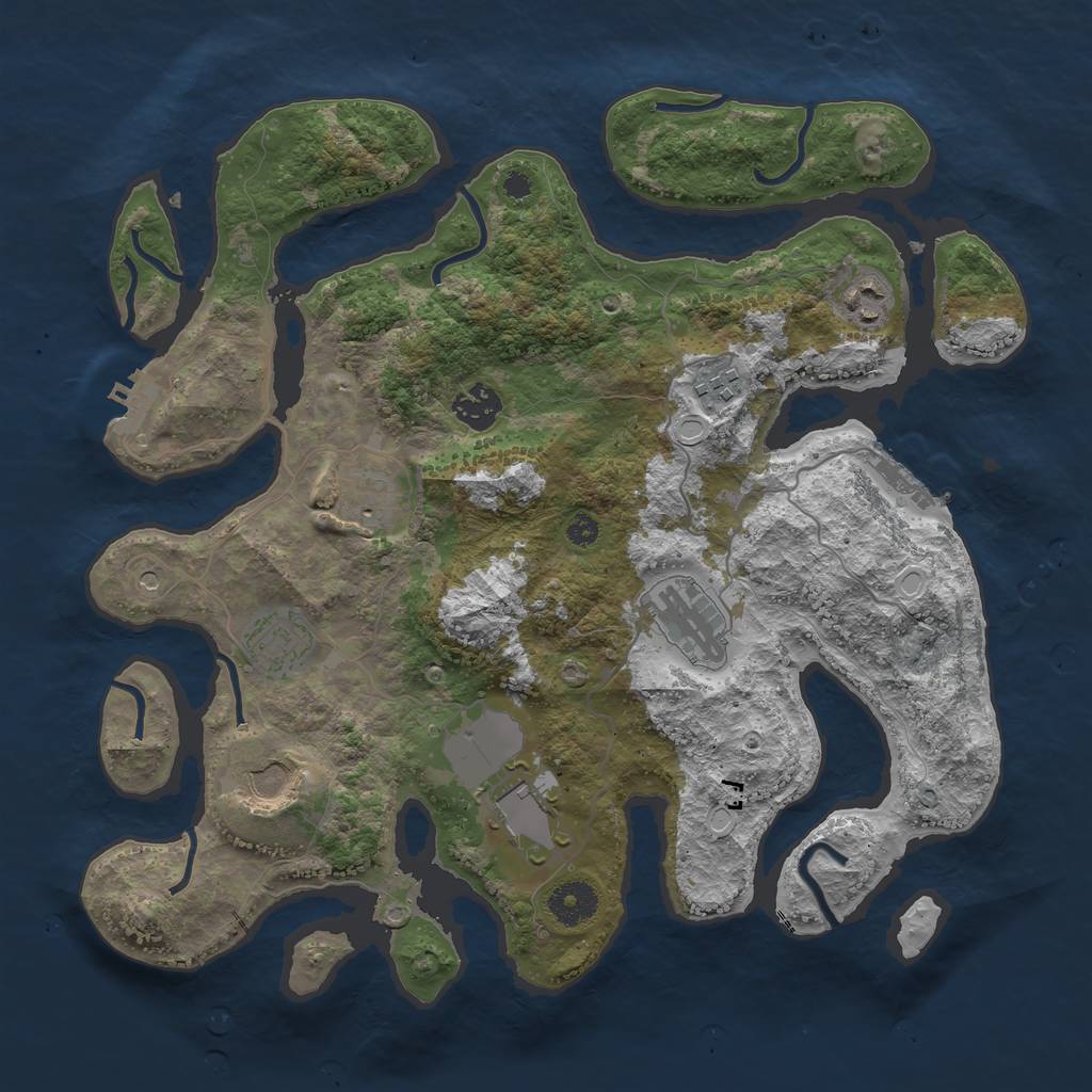 Rust Map: Procedural Map, Size: 3600, Seed: 1460011, 16 Monuments