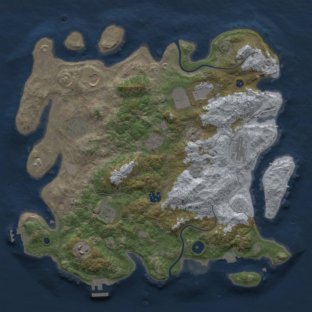 Rust Map: Procedural Map, Size: 3850, Seed: 50500, 15 Monuments