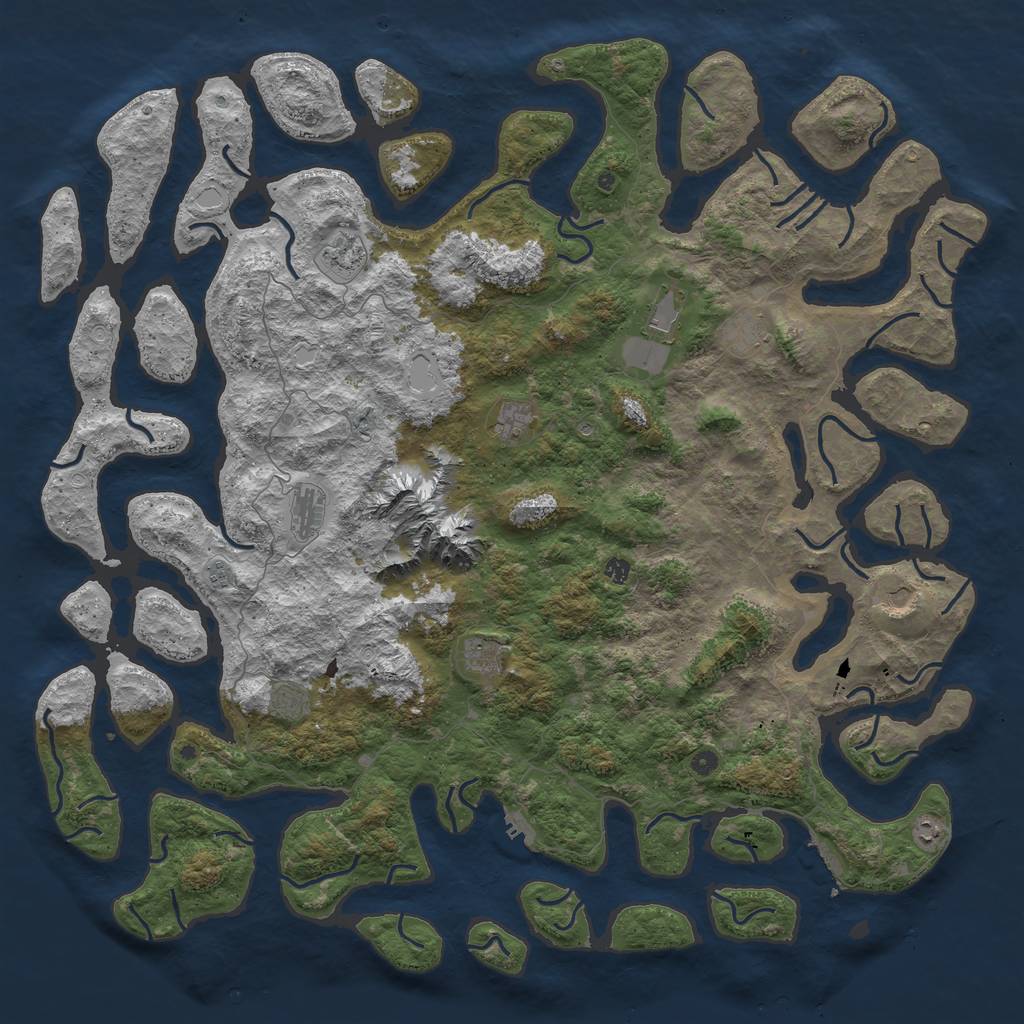 Rust Map: Procedural Map, Size: 6000, Seed: 442592290, 19 Monuments