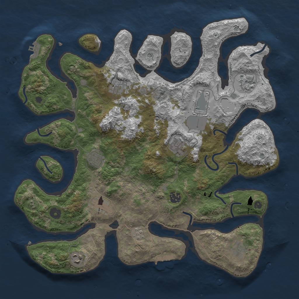 Rust Map: Procedural Map, Size: 3950, Seed: 1909967635, 18 Monuments