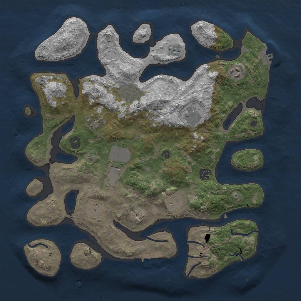 Rust Map: Procedural Map, Size: 3750, Seed: 28122957, 17 Monuments