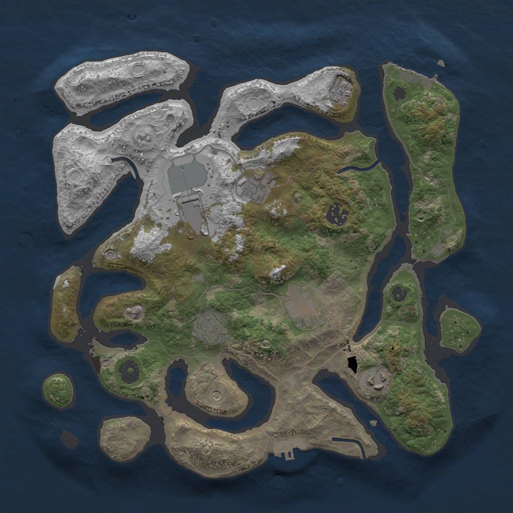 Rust Map: Procedural Map, Size: 3500, Seed: 5385632, 15 Monuments