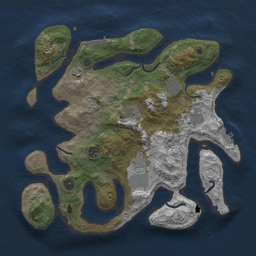Rust Map: Procedural Map, Size: 3500, Seed: 1337049, 15 Monuments